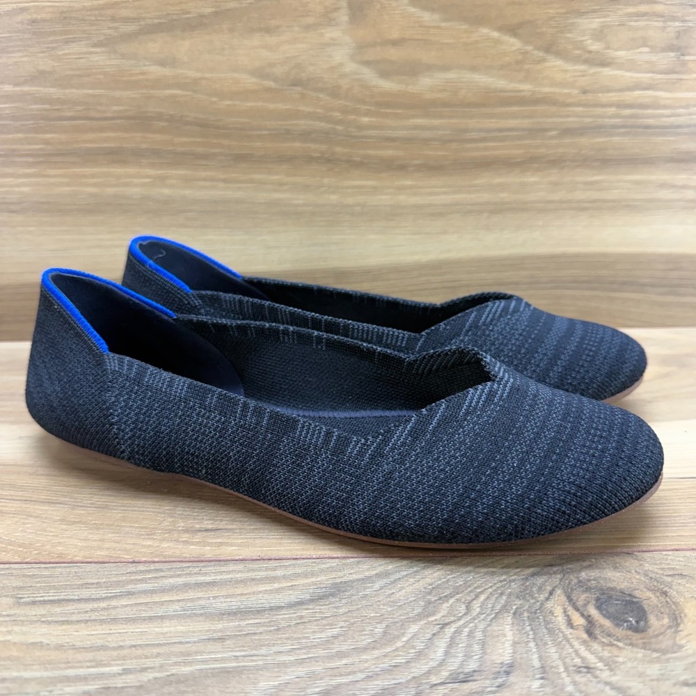 Rothys Round Toe Womens 7.5 Heather Black Comfort Light Weight Ballet Flat